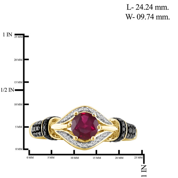 1.20 Carat T.G.W. Ruby Gemstone and 1/20 Carat T.W. White Diamond 14K Gold-Plated Ring