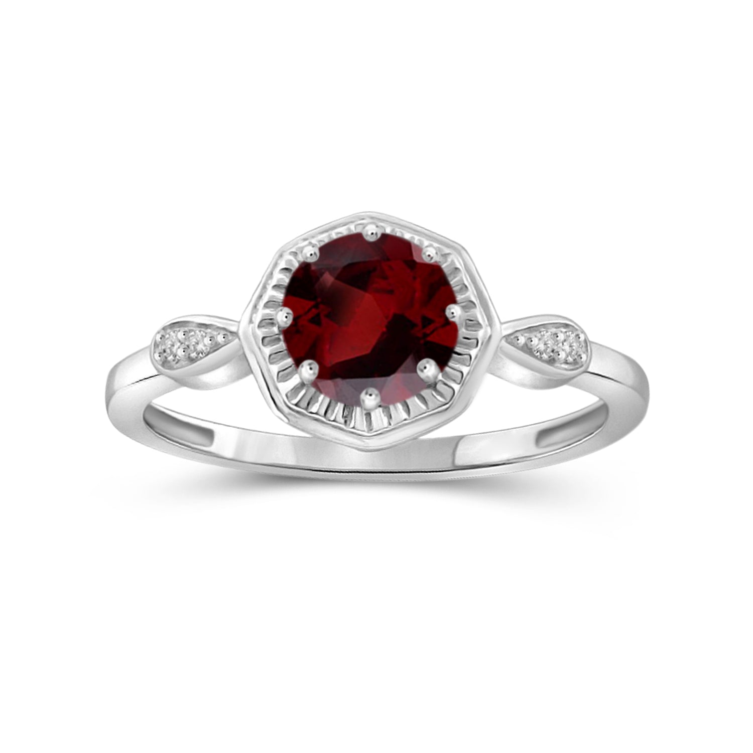 1.20 Carat T.G.W. Ruby Gemstone and White Diamond Accent Sterling Silver Ring