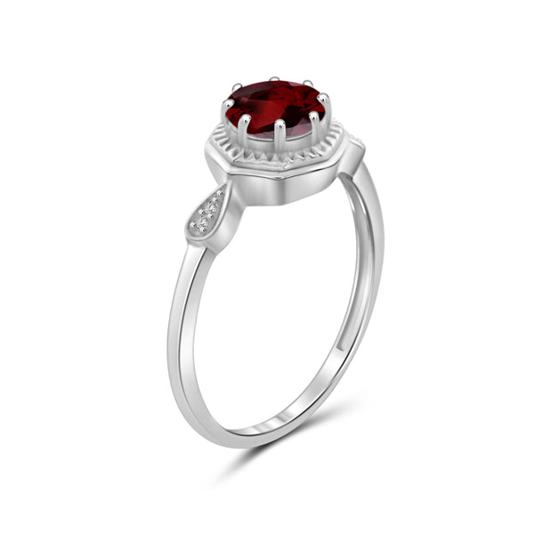 1.20 Carat T.G.W. Ruby Gemstone and White Diamond Accent Sterling Silver Ring