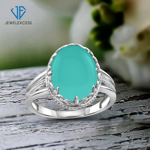 6-3/4 Carat T.G.W. Chalcedony Sterling Silver Ring