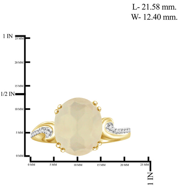 Moonstone Ring Birthstone Jewelry – 4.25 Carat Moonstone 14K Gold-Plated Ring Jewelry with White Diamond Accent – Gemstone Rings with Hypoallergenic 14K Gold-Plated Band