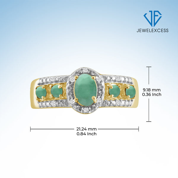 3/4 Carat T.G.W. Emerald And White Diamond Accent 14K Gold-Plated Ring