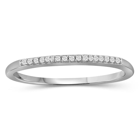 1/20 Carat White Diamond Sterling Silver ,14K Gold Plated Or Rose Gold Over Silver Stackable Band