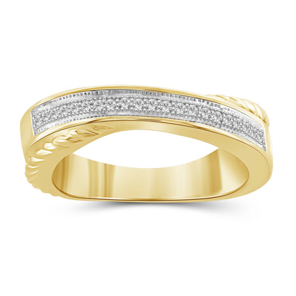 1/10 ct. T.W. White Diamond Stackable Ring in 14K Gold over Silver