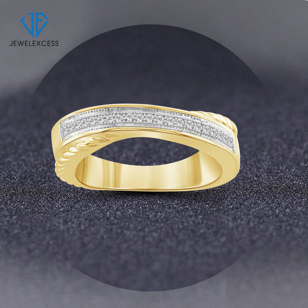 1/10 Carat White Diamond 14k Gold Over Silver Stackable Ring