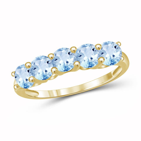 1 1/2 Carat T.G.W. Sky Blue Topaz 14K Gold-Plated 5-Stone Ring
