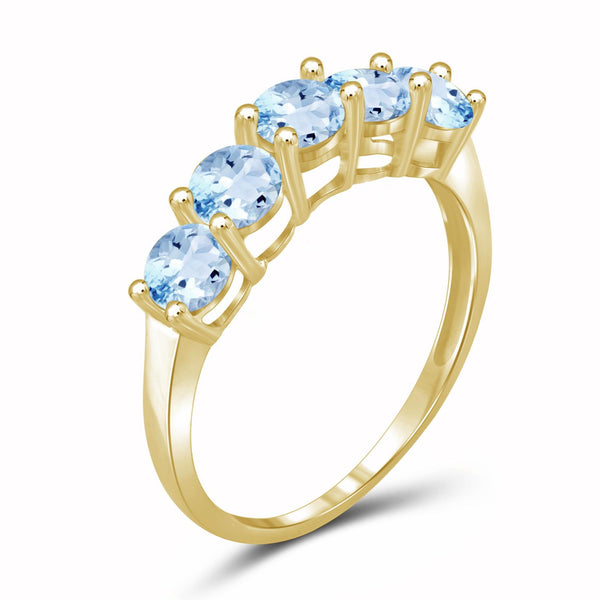 1 1/2 Carat T.G.W. Sky Blue Topaz 14K Gold-Plated 5-Stone Ring