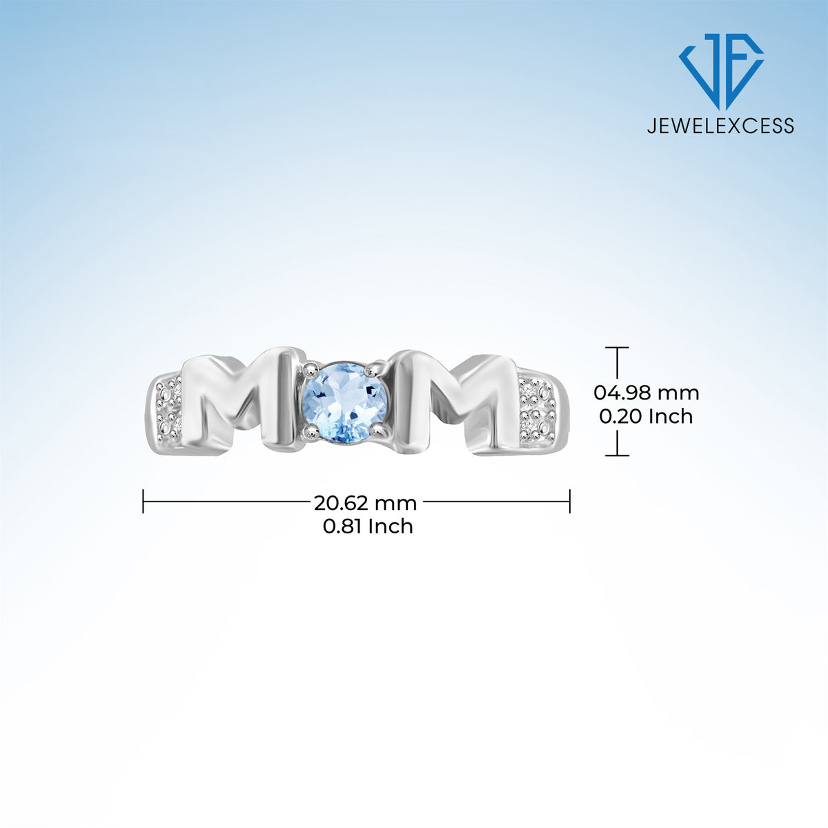 1/3 ct. T.G.W. Sky Blue Topaz Mom Ring with Diamond Accent in Sterling Silver