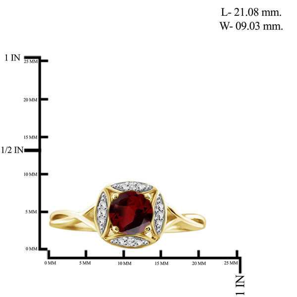 1/2 Carat T.G.W. Garnet And White Diamond Accent 14K Gold-Plated Ring