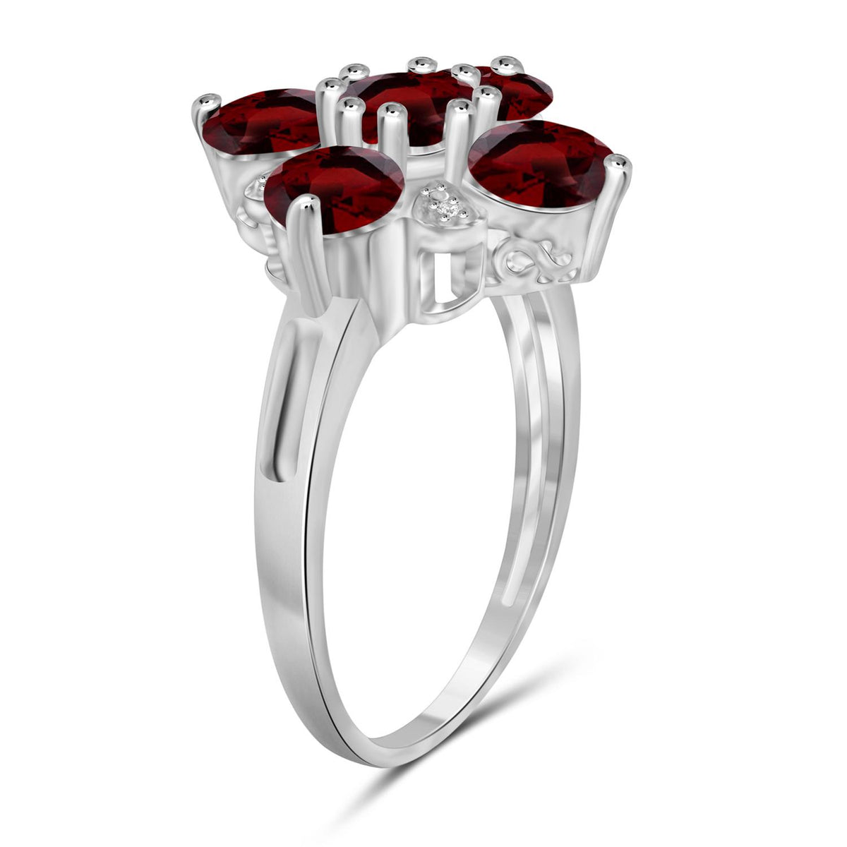 3 ct. T.G.W. Garnet Ring with Diamond Accent in Sterling Silver or 14K Gold over Silver