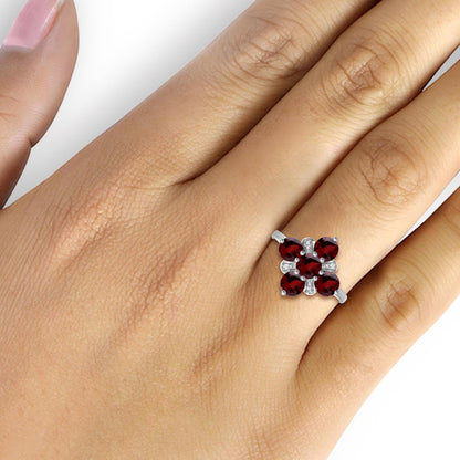 3 ct. T.G.W. Garnet Ring with Diamond Accent in Sterling Silver or 14K Gold over Silver