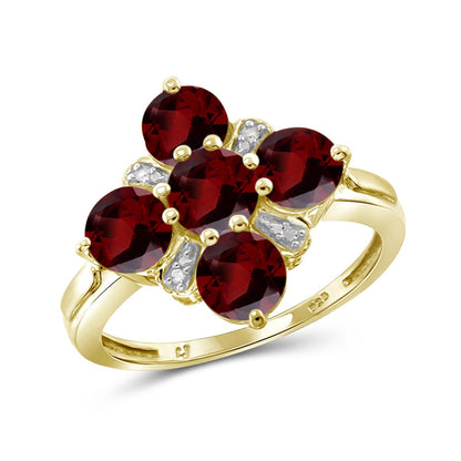 3 ct. T.G.W. Garnet Ring with Diamond Accent in Sterling Silver or 14K Gold over Silver