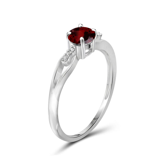 0.50 ct. T.G.W. Garnet Ring with Diamond Accent in Sterling Silver