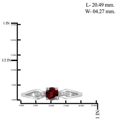 0.50 ct. T.G.W. Garnet Ring with Diamond Accent in Sterling Silver