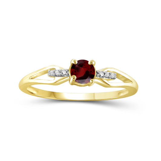 1/2 ct. T.G.W. Garnet Ring with Diamond Accent in 14K Gold over Silver
