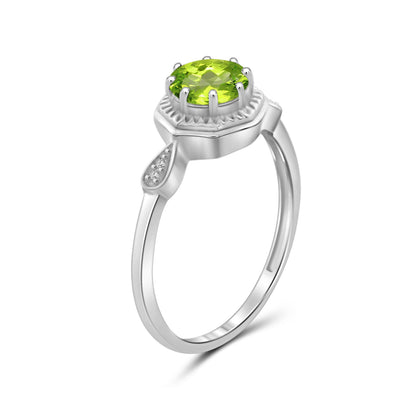 0.75 ct. T.G.W. Peridot Ring with Diamond Accent in Sterling Silver