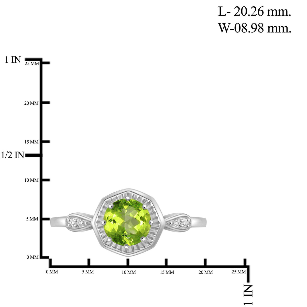 0.75 ct. T.G.W. Peridot Ring with Diamond Accent in Sterling Silver