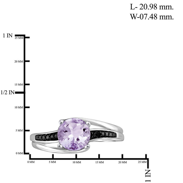 1 1/5 Carat T.G.W. Pink Amethyst And Black Diamond Accent Sterling Silver Ring