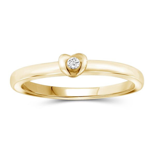 White Diamond Accent 14k Gold Over Silver Heart Stackable Ring