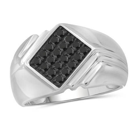 Black Diamond Rings for Men – 1/2 CTTW Genuine Black Diamond Ring for Men – Hypoallergenic Sterling Silver or 14K Gold over Silver Ring Men – Real Diamond Mens Rings Fashion Statement Ring – Luxurious Gifts for Him