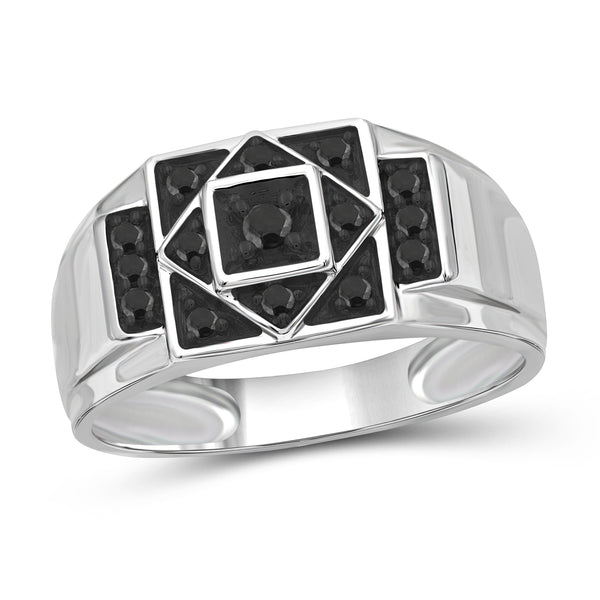 Black Diamond Rings for Men – 1/4 CTTW Genuine Black Diamond Ring for Men – Hypoallergenic Sterling Silver or 14K Gold over Silver Ring Men – Real Diamond Mens Rings Fashion Statement Ring – Luxurious Gifts for Him