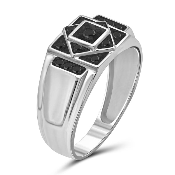 Black Diamond Rings for Men – 1/4 CTTW Genuine Black Diamond Ring for Men – Hypoallergenic Sterling Silver or 14K Gold over Silver Ring Men – Real Diamond Mens Rings Fashion Statement Ring – Luxurious Gifts for Him