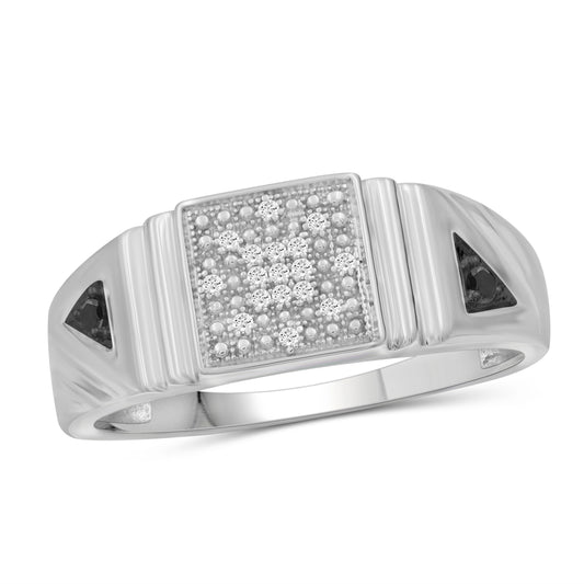 Men's 1/10 ct. T.W. Black & White Diamond Ring in Sterling Silver or 14K Gold over Silver