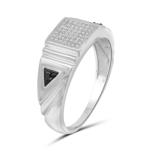 Men's 1/10 ct. T.W. Black & White Diamond Ring in Sterling Silver or 14K Gold over Silver