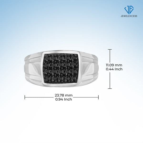 Black Diamond Rings for Men – 1/2 CTTW Genuine Black Diamond Ring for Men – Hypoallergenic Sterling Silver or 14K Gold over Silver Ring Men – Real Diamond Mens Rings Fashion Statement Ring – Luxurious Gifts for Him