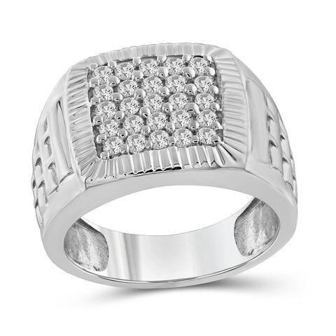 White Diamond Rings for Men – 1.00 CTTW Genuine White Diamond Ring for Men – Hypoallergenic 10K White Gold or Yellow Gold Ring Men – Real Diamond Mens Rings Fashion Statement Ring – Luxurious Gifts for Him