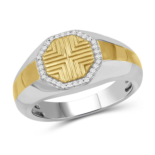 Men's 1/7 ct. T.W. White Diamond Ring in Two-Tone Sterling Silver