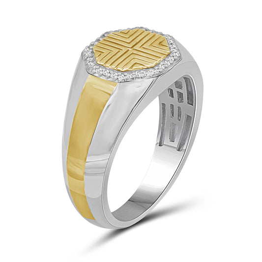 Men's 1/7 ct. T.W. White Diamond Ring in Two-Tone Sterling Silver