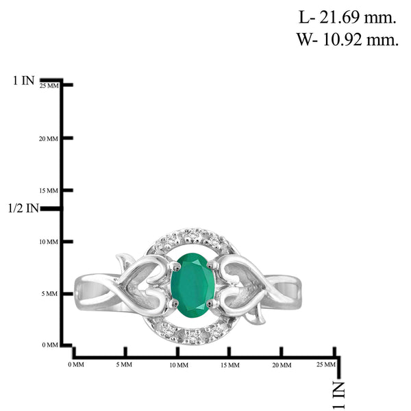 Emerald Ring Birthstone Jewelry – 0.33 Carat Emerald 0.925 Sterling Silver Ring Jewelry with White Diamond Accent – Gemstone Rings with Hypoallergenic 0.925 Sterling Silver Band