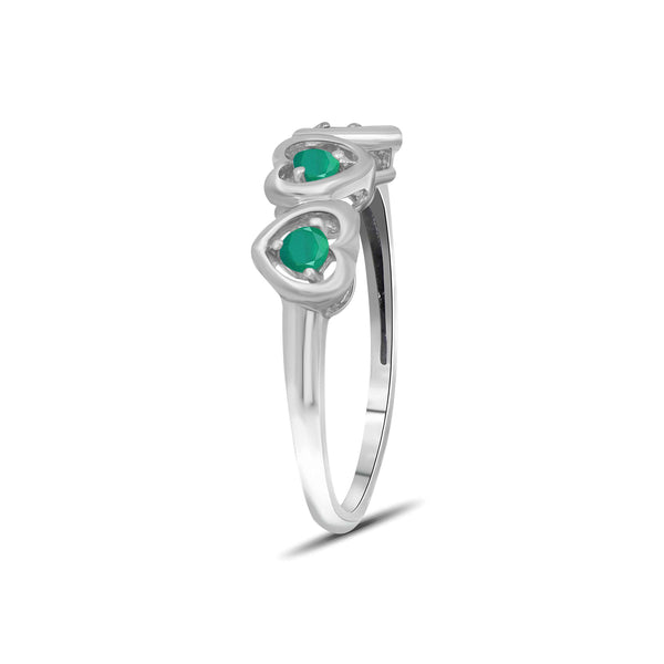 1/4 Carat T.G.W. Emerald Sterling Silver Heart Ring