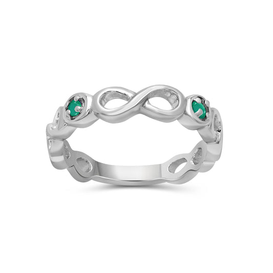 1/7 ct. T.G.W. Emerald Infinity Ring in Sterling Silver