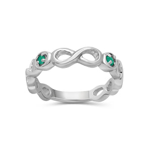1/7 Carat T.G.W. Emerald Sterling Silver Infinity Ring