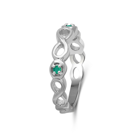 1/7 ct. T.G.W. Emerald Infinity Ring in Sterling Silver