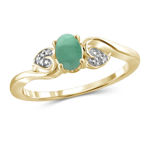 1/3 Carat T.G.W. Emerald And White Diamond Accent 14K Gold-Plated Ring