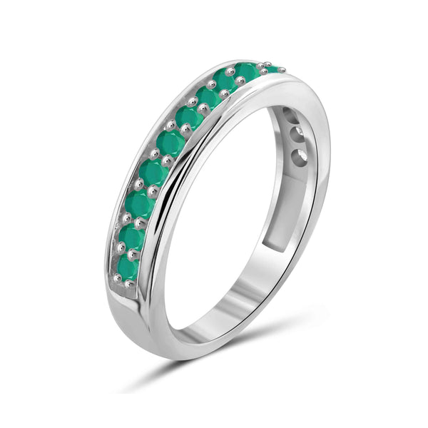 1.00 Carat T.G.W. Emerald Sterling Silver Ring