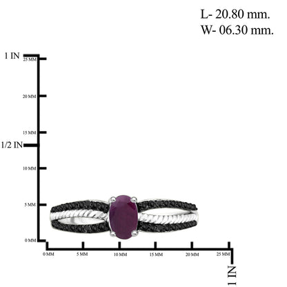 0.50 ct. T.G.W. Ruby Ring with Black Diamond Accent in Sterling Silver