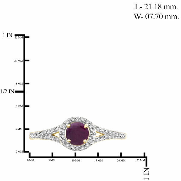 3/4 Carat T.G.W. Ruby And White Diamond Accent 14K Gold-Plated Ring