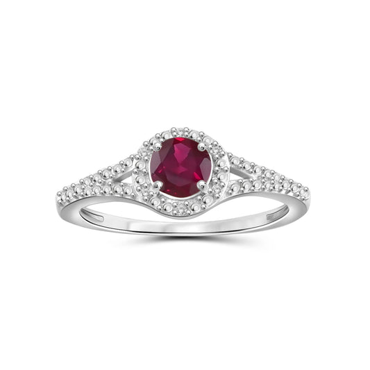 3/4 ct. T.G.W. Ruby Ring with Diamond Accent in Sterling Silver