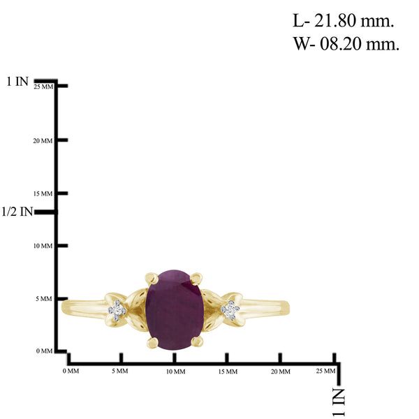 Ruby Ring Birthstone Jewelry – 0.75 Carat Ruby 14K Gold-Plated Ring Jewelry with White Diamond Accent – Gemstone Rings with Hypoallergenic 14K Gold-Plated Band