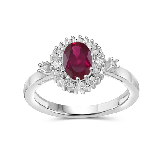 2 ct. T.G.W. Ruby Ring with Diamond Accent in Sterling Silver
