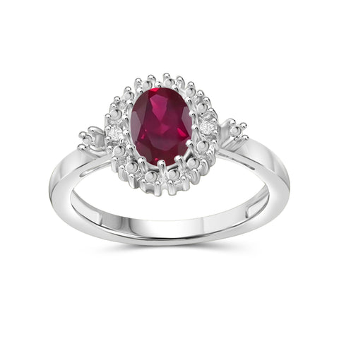 2.00 Carat T.G.W. Ruby And White Diamond Accent Sterling Silver Ring