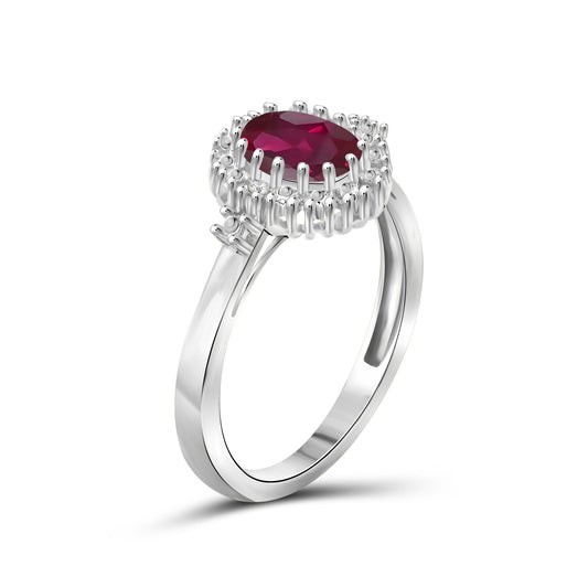 2 ct. T.G.W. Ruby Ring with Diamond Accent in Sterling Silver
