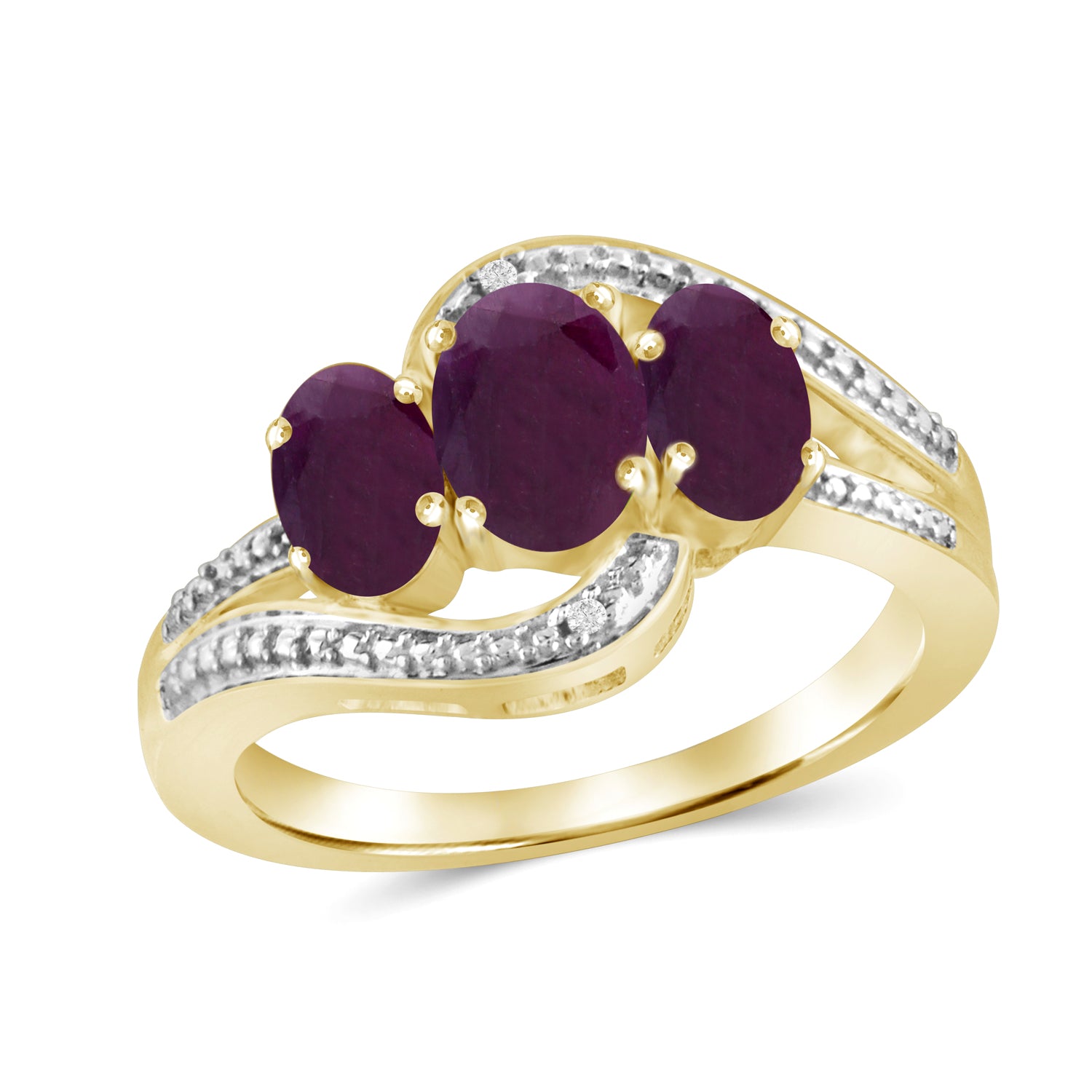 1 3/4 Carat T.G.W. Ruby And White Diamond Accent 14K Gold-Plated Ring