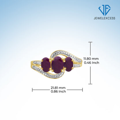 1 3/4 ct. T.G.W. Ruby Ring with Diamond Accent in 14K Gold over Silver