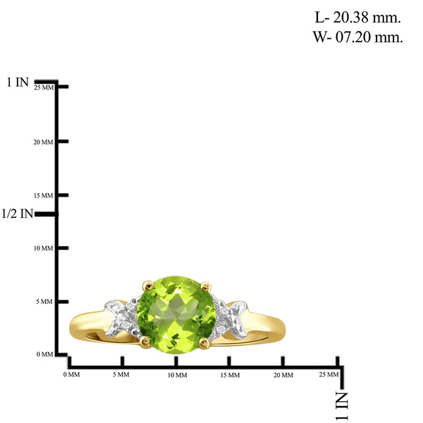 1 1/2 Carat T.G.W. Peridot And White Diamond Accent 14k Gold Over Silver Ring