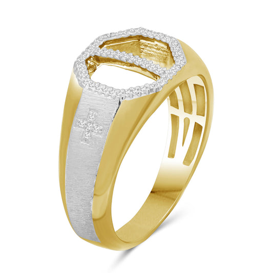 Men's 1/7 ct. T.W. White Diamond Ring in Two-Tone Sterling Silver